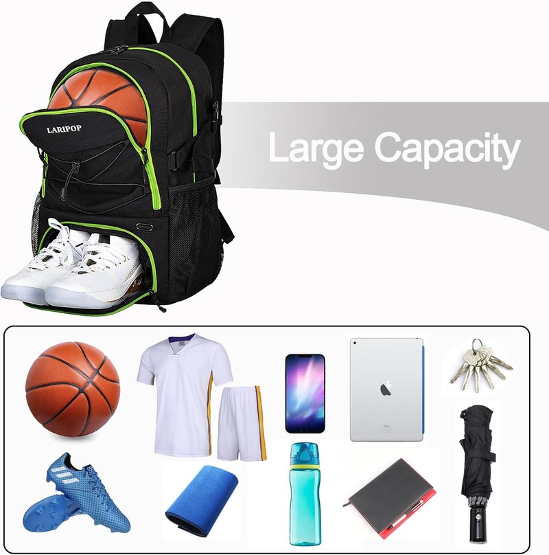 LARIPOP Basketball Bag,Basketball Backpack with Shoe Compartment and Ball Holder,Sport Bags for Soccer,Volleyball,Gym,Travel - Image 3